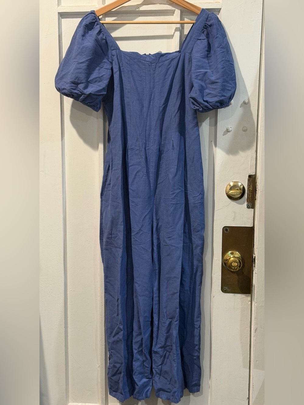 Blue Puff Sleeve Maxi Dress